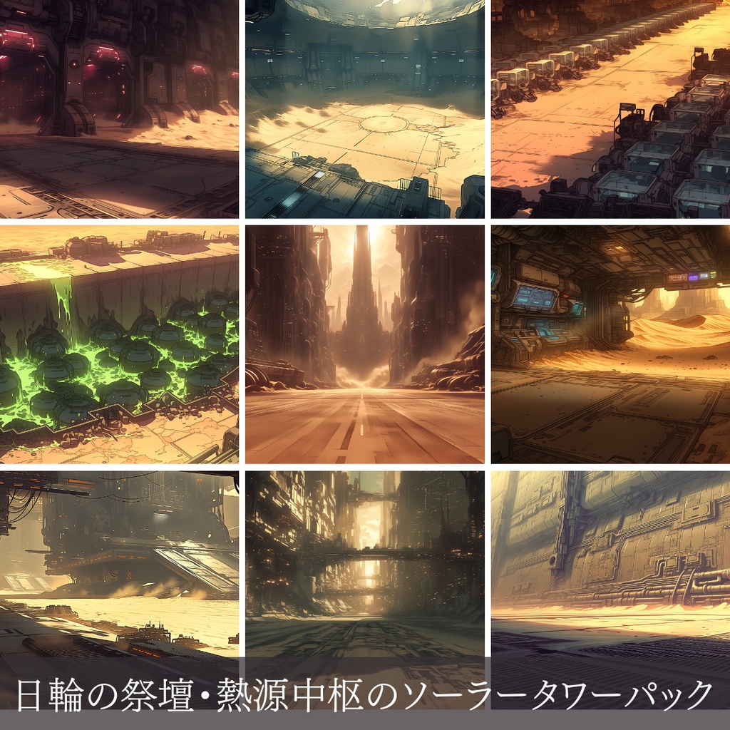 第5弾：日輪の祭壇・熱源中枢のソーラータワーTRPG背景パック（画像20枚＋共通BGM6曲＋プロンプト付）