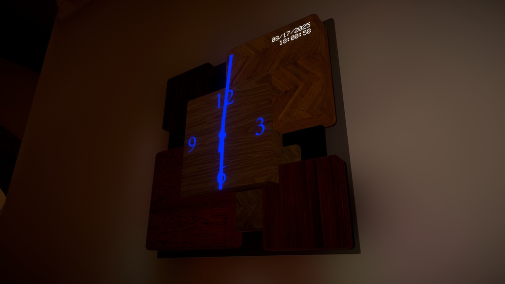 【VRChatワールド向け】文字と針が光る壁掛け時計1