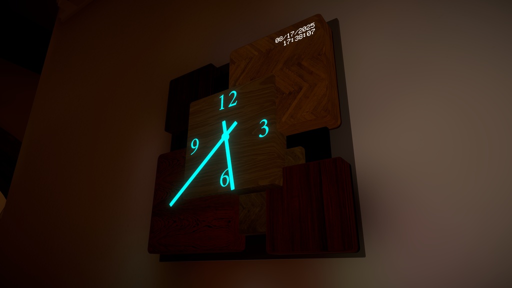 【VRChatワールド向け】文字と針が光る壁掛け時計1
