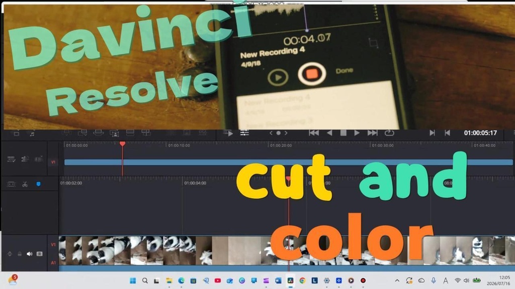 davinchiソフトによる編集模様