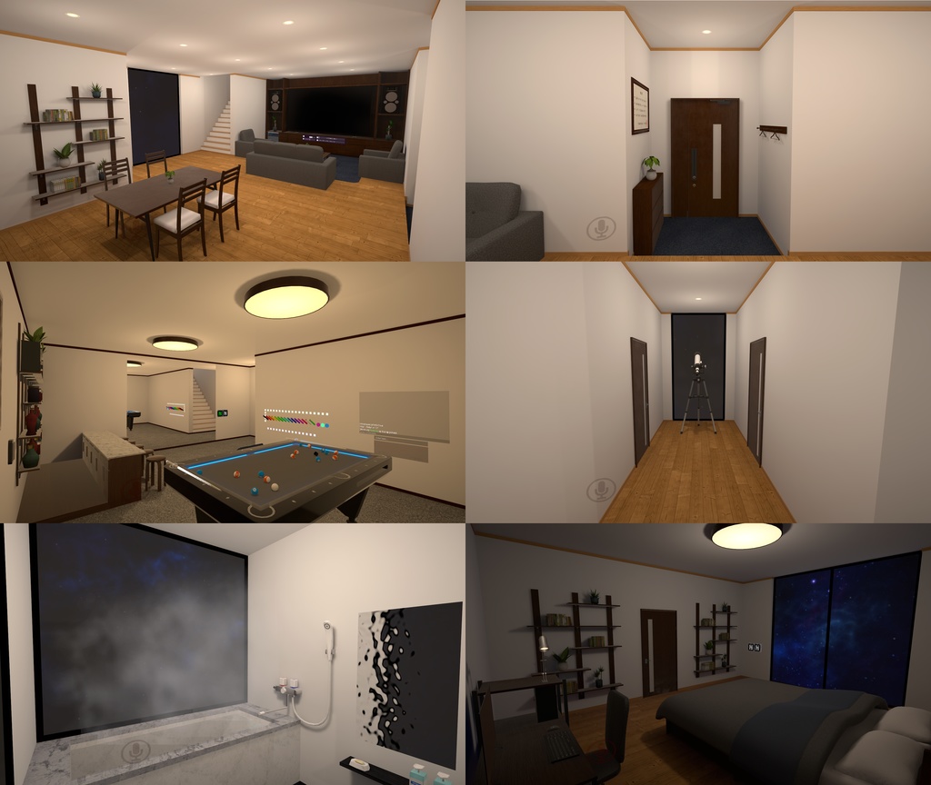 3 Floors House with 8 Ball 【SDK3 VRChat Ready】 8ボール付き3階建ての家