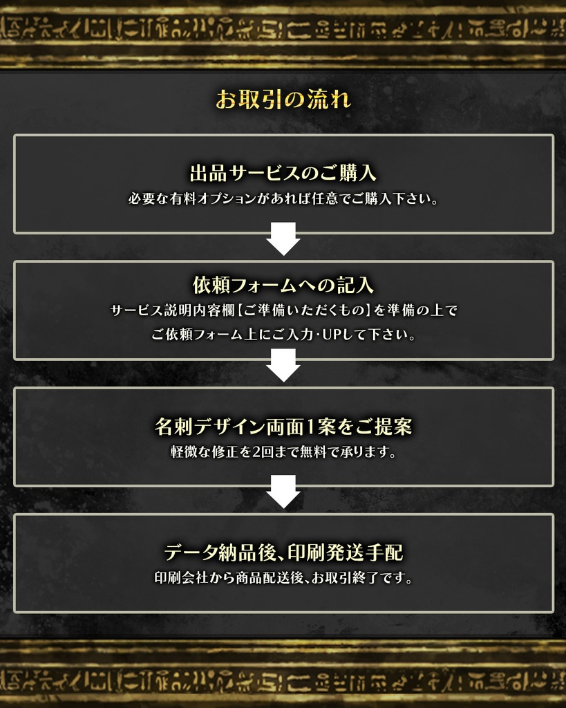 古代エジプト神殿モチーフのトレーディングカード風名刺