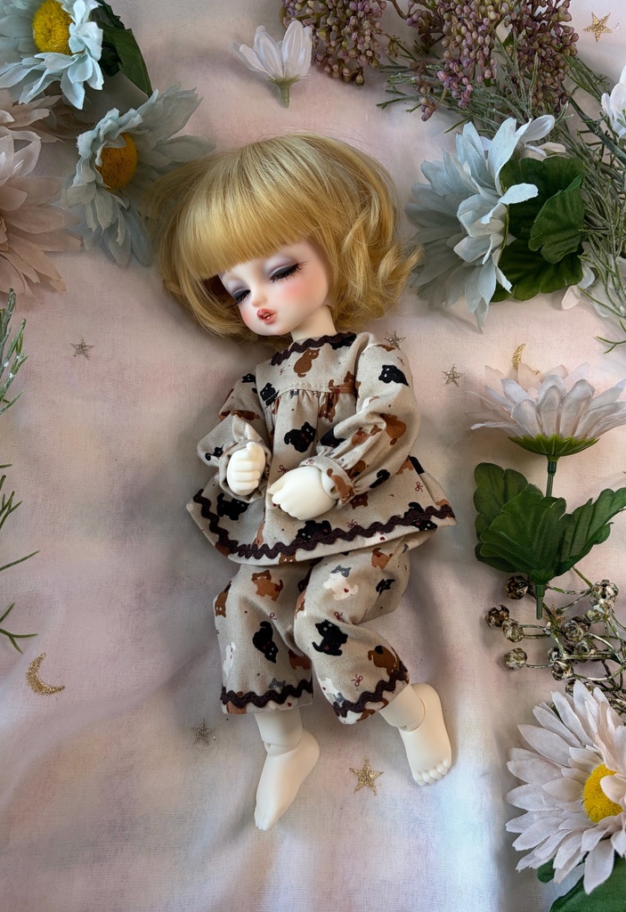 幼SDパジャマセット（茶色猫柄）
