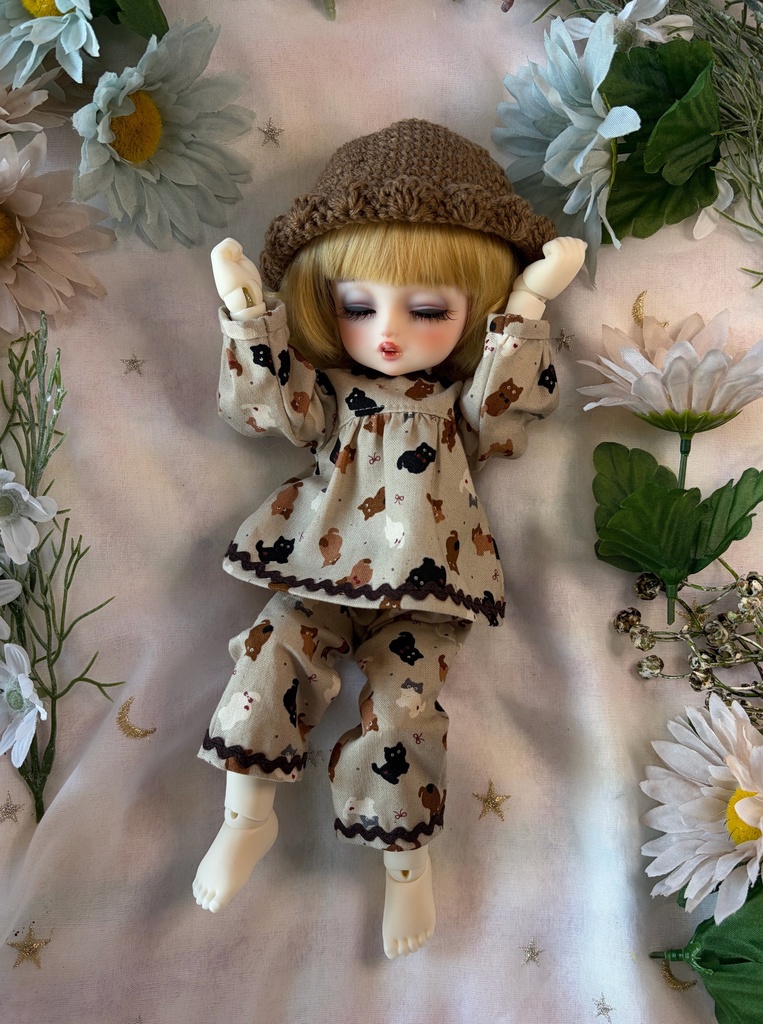 幼SDパジャマセット（茶色猫柄）