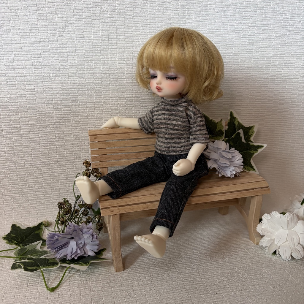 幼SD  Tシャツ&ジーンズセット（グレーボーダー）