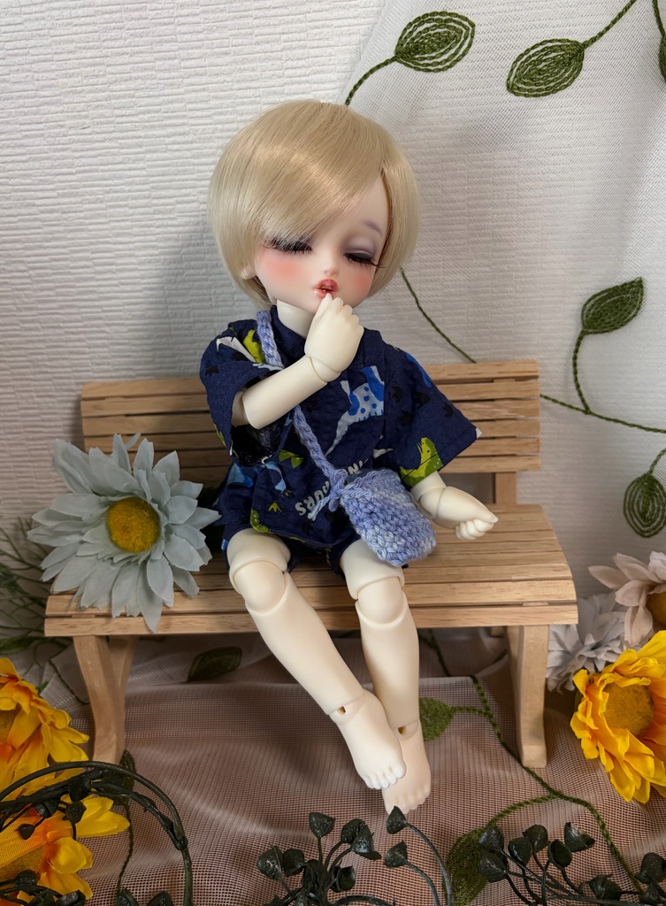 幼SD  甚平（恐竜柄・紺色）