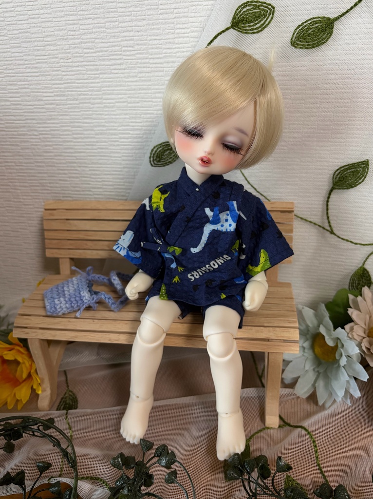 幼SD  甚平（恐竜柄・紺色）