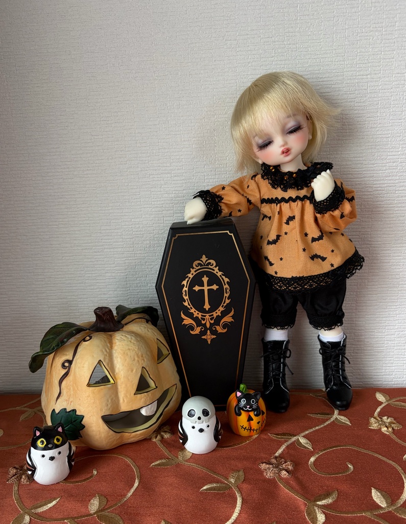 幼SD  ハロウィン長袖ブラウス（コウモリ柄）