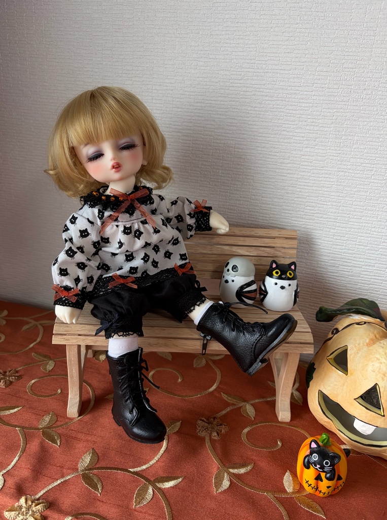 幼SD  ハロウィン長袖ブラウス（黒猫）