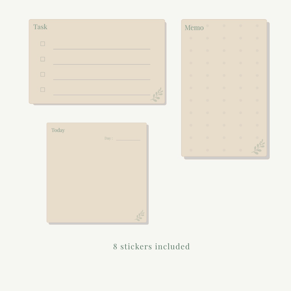 デイリーメモ付箋|8種セット(GoodNotes対応)🌿 Warm Edition