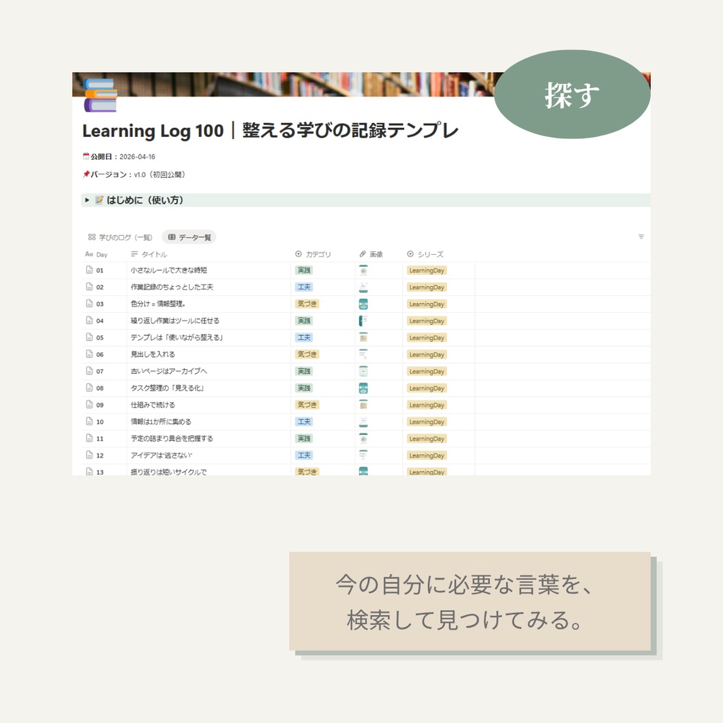 Learning Log 100|整える記録テンプレ