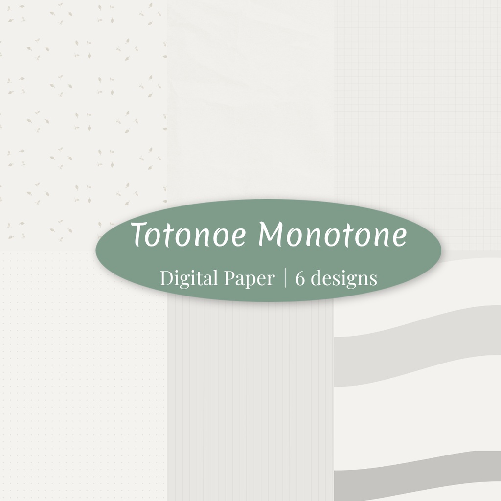 Totonoe Monotone|やさしい色のデジタルペーパー 6枚セット|背景素材
