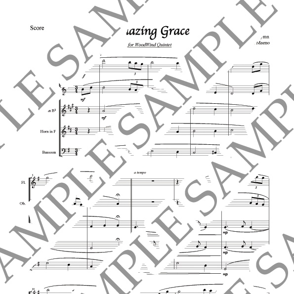 【楽譜】アメイジング・グレイス (Amazing Grace)《木管五重奏》