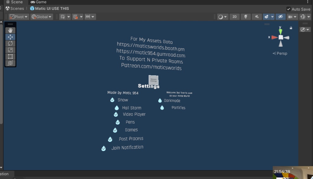 VRC UI Toggle Panel W/ Clock, Skybox Change, Darkmode. QUEST