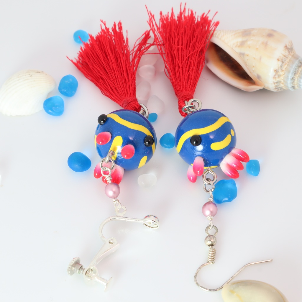 うみうすし イヤリング/ピアス アオウミウシ タッセル