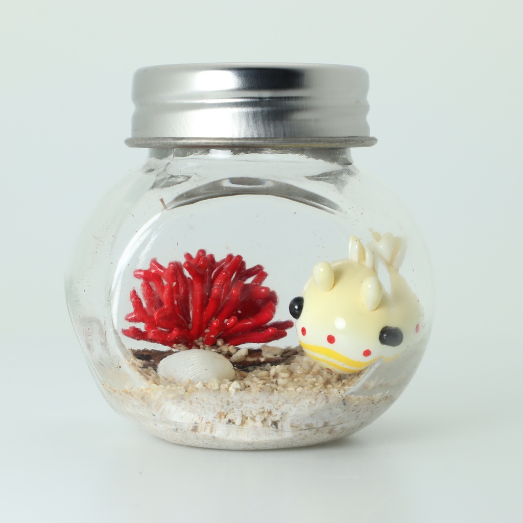 【うみうすし】瓶詰めヴィネット 枝珊瑚xアカテンイロウミウシ