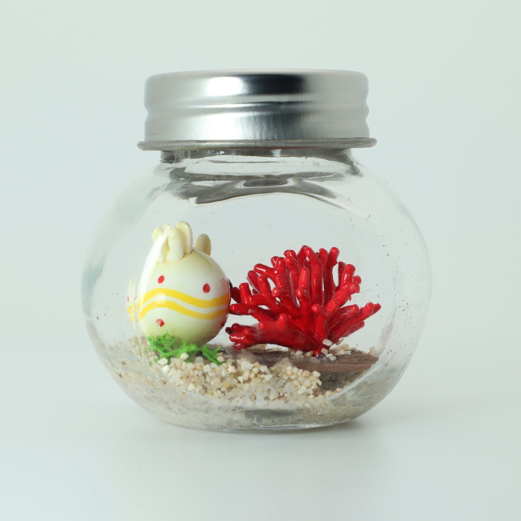 【うみうすし】瓶詰めヴィネット 枝珊瑚xアカテンイロウミウシ