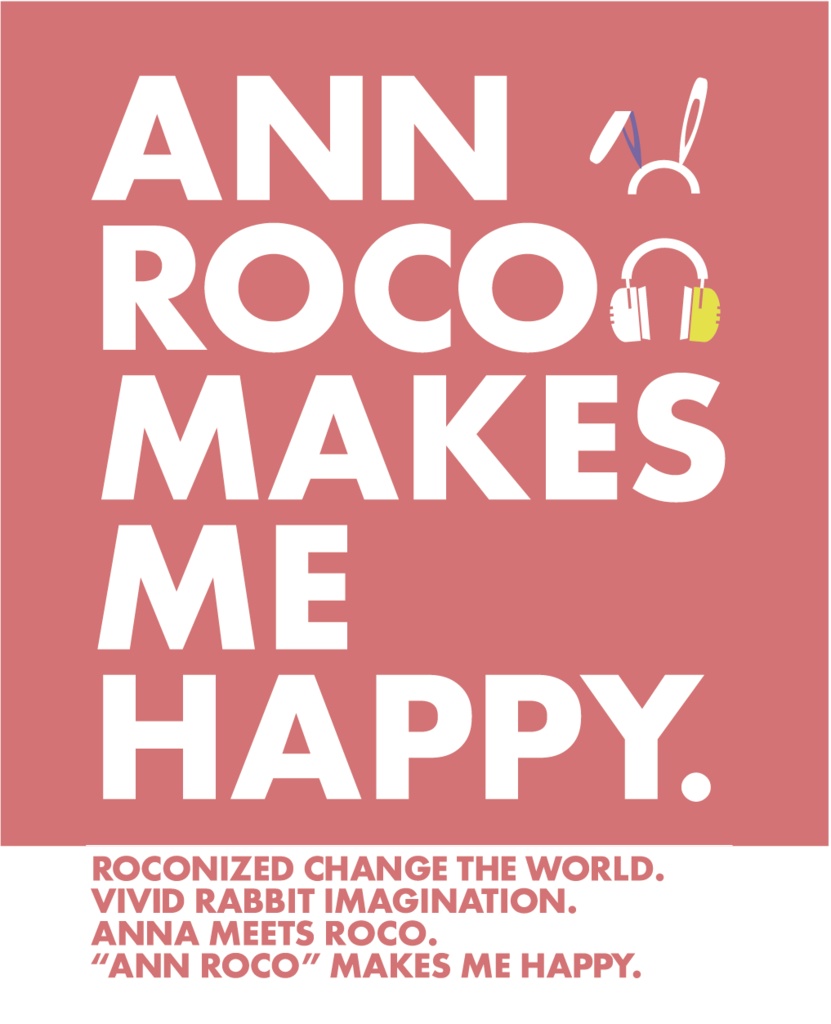 ANN ROCO MAKES ME HAPPY.　サテン生地ステッカー