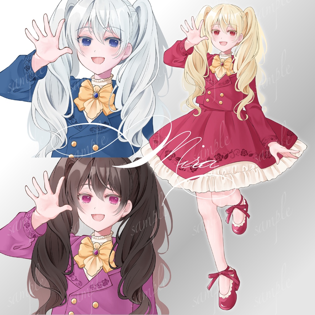 【無料版・カラー差分あり】立ち絵素材_ふわふわツインテール少女