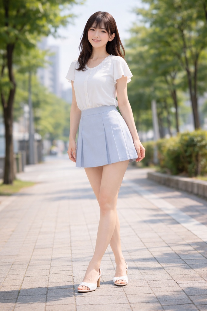 《清楚可愛い × 美脚》AI美女フォトセット Vol.5（5枚） ― 明るい昼光・高画質ポートレート素材