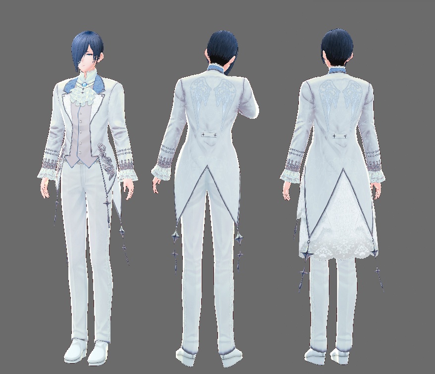 Vroid男 whiteメンズドレス・白スーツ上下セット