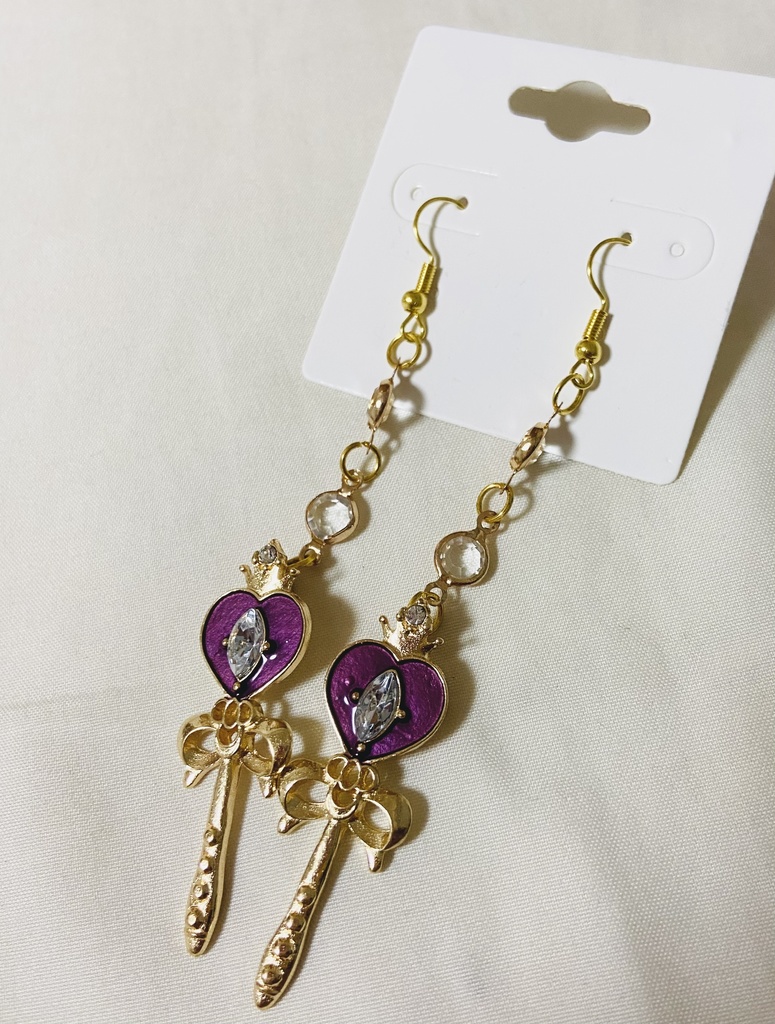 ハートムーンロッド セーラームーン風 ピアス(ピンク)