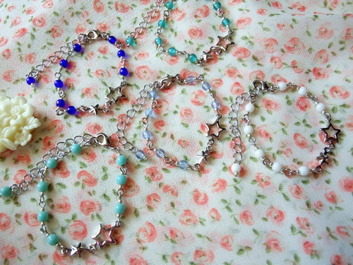 ツインスターとチェコガラスのドール用チョーカー