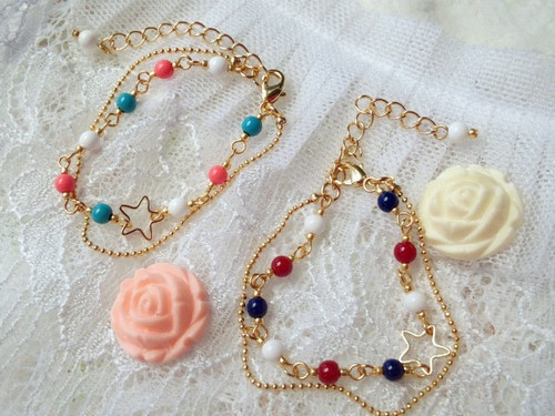 星とトリコロールのドール用2連チョーカー