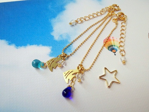 エンゼルフィッシュとマリンドロップのドール用ネックレス