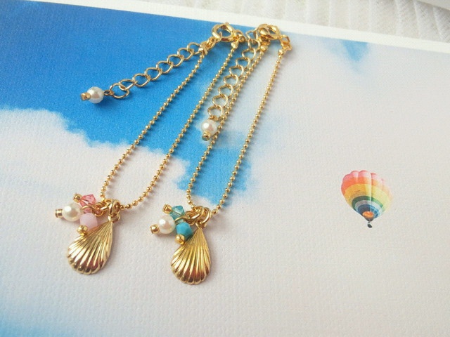 シェルとクリスタライズのドール用ネックレス
