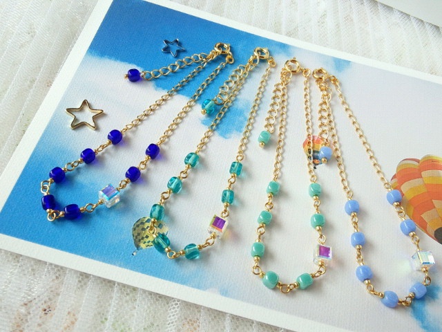 CZキューブとクリスタライズのドール用ネックレス