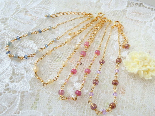 ベネチアンシードとクリスタライズのドール用ネックレス