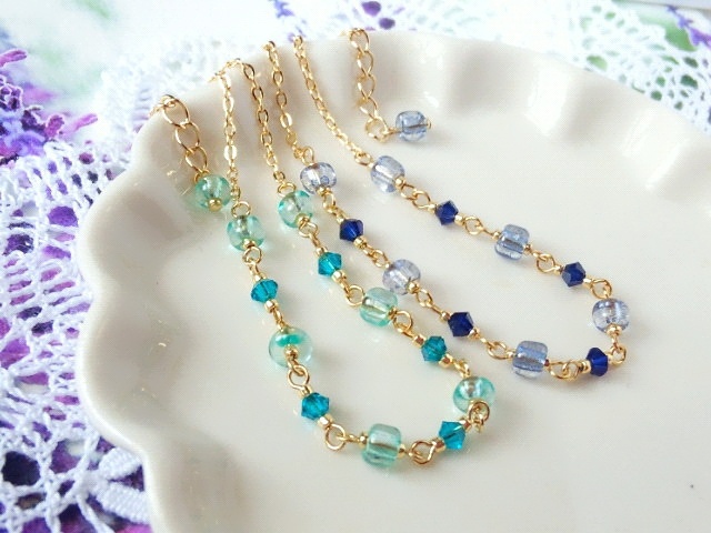 ベネチアンシードとクリスタライズのドール用ネックレス