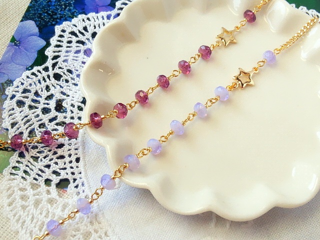 星とCZボタンカットのドール用チェーンベルト