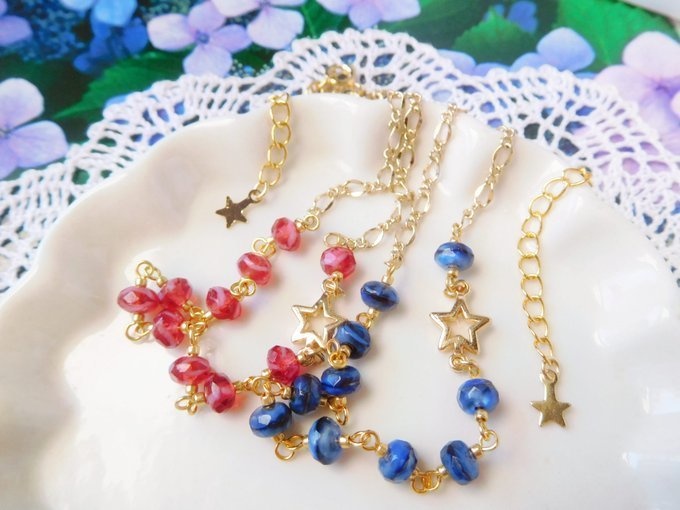 星とCZボタンカットのドール用チェーンベルト