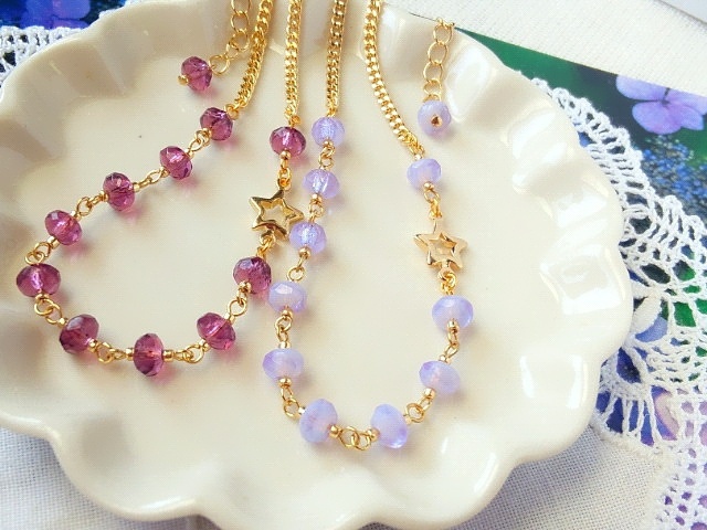 星とCZボタンカットのドール用チェーンベルト