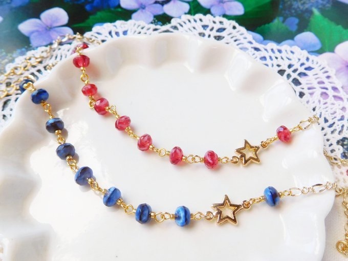 星とCZボタンカットのドール用チェーンベルト