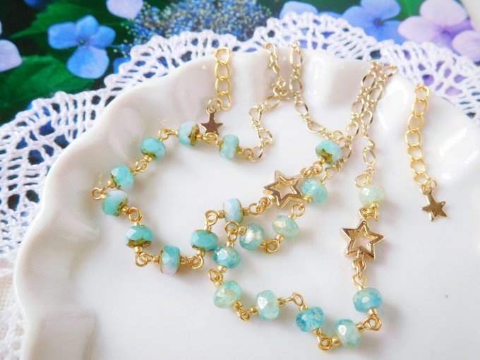 星とCZボタンカットのドール用チェーンベルト