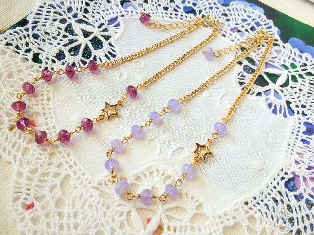 星とCZボタンカットのドール用チェーンベルト