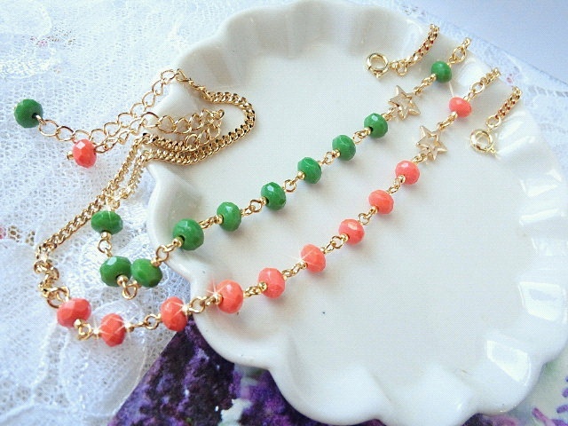 星とCZボタンカットのドール用チェーンベルト