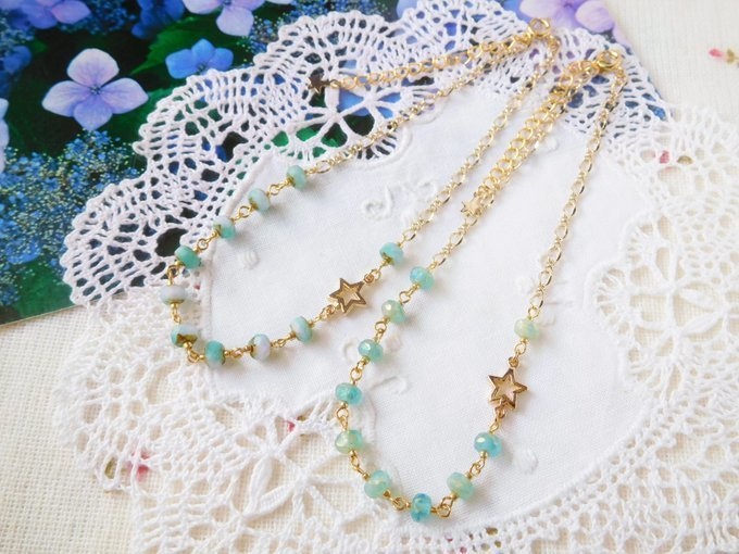 星とCZボタンカットのドール用チェーンベルト