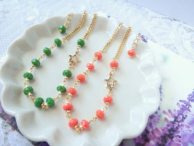 星とCZボタンカットのドール用チェーンベルト