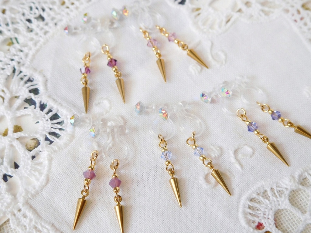 クリスタライズと尖りのドール用ノンホールピアス