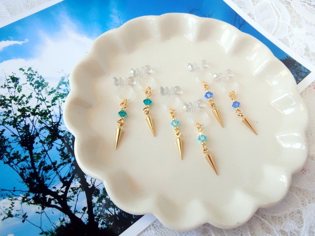 クリスタライズと尖りのドール用ノンホールピアス