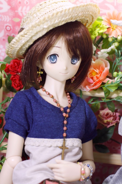 リボンとビーズのドール用しゃらんらノンホールピアス