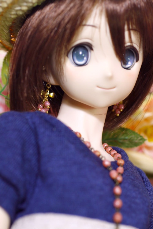 リボンとビーズのドール用しゃらんらノンホールピアス