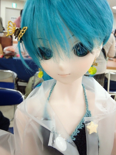 リボンとクリスタライズ6428のドール用ノンホールピアス