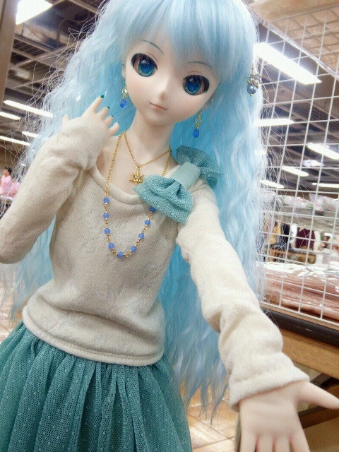 CZイングリッシュカットビーズのドール用ロングネックレス