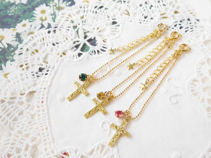 柄入クロスとクリスタライズのドール用ネックレス