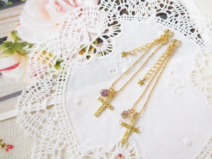 柄入クロスとクリスタライズのドール用ネックレス